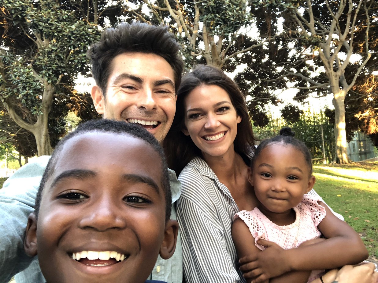 Happy adoptive family stay together during Coronavirus lockdown